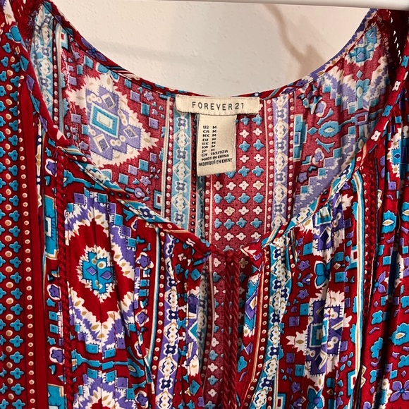 Womens size medium red patterned Forever 21 dress - Picture 2 of 3